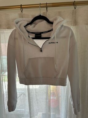 Alphalete White Cropped Quarter-Zip Hoodie